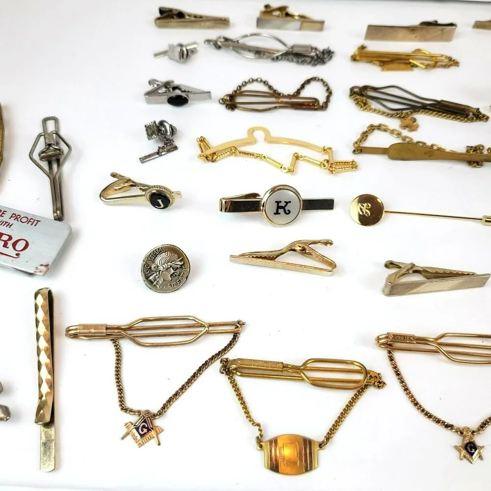 Mens Accessories Lot of Tie Bars, Tie Tacks, Money Clips, Cuff Links JH1354